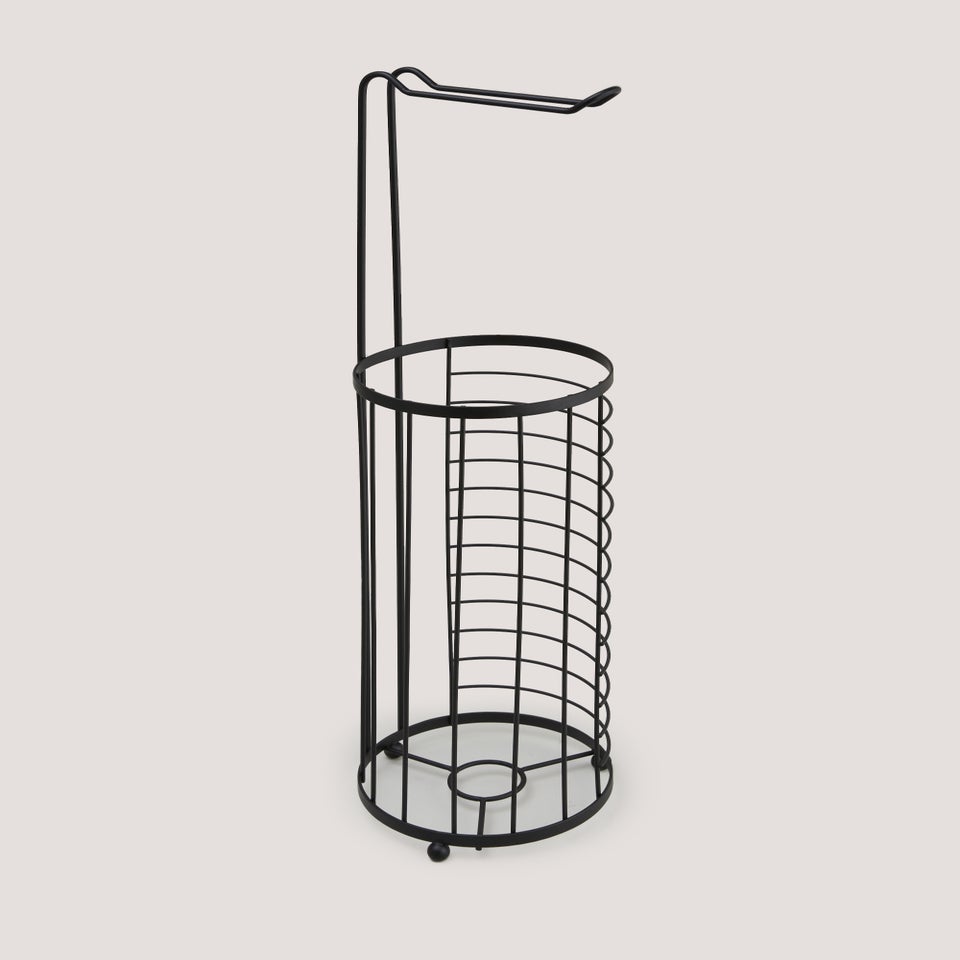 Black Metal Floor Toilet Roll Holder