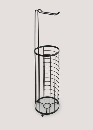 Black Metal Floor Toilet Roll Holder