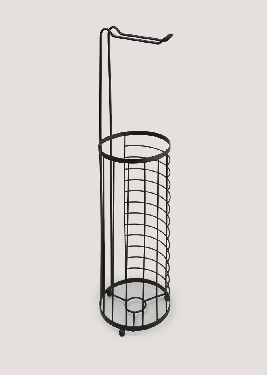 Black Metal Floor Toilet Roll Holder