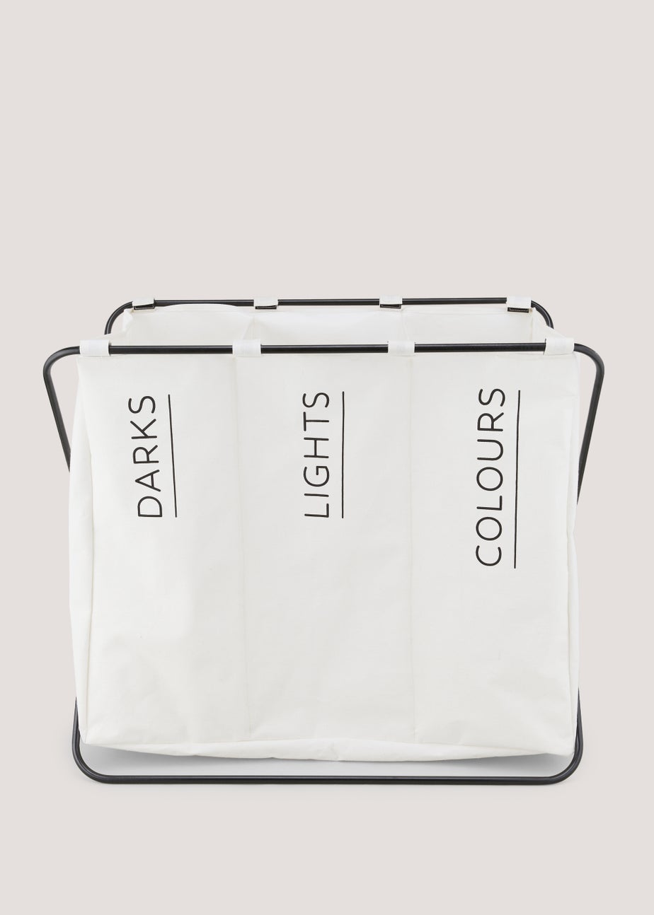 White 3 Section Wire Laundry Basket