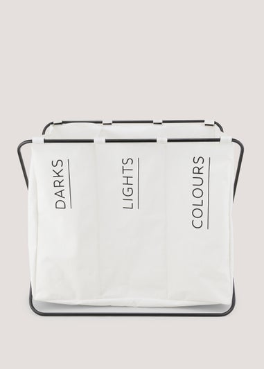 White 3 Section Wire Laundry Basket