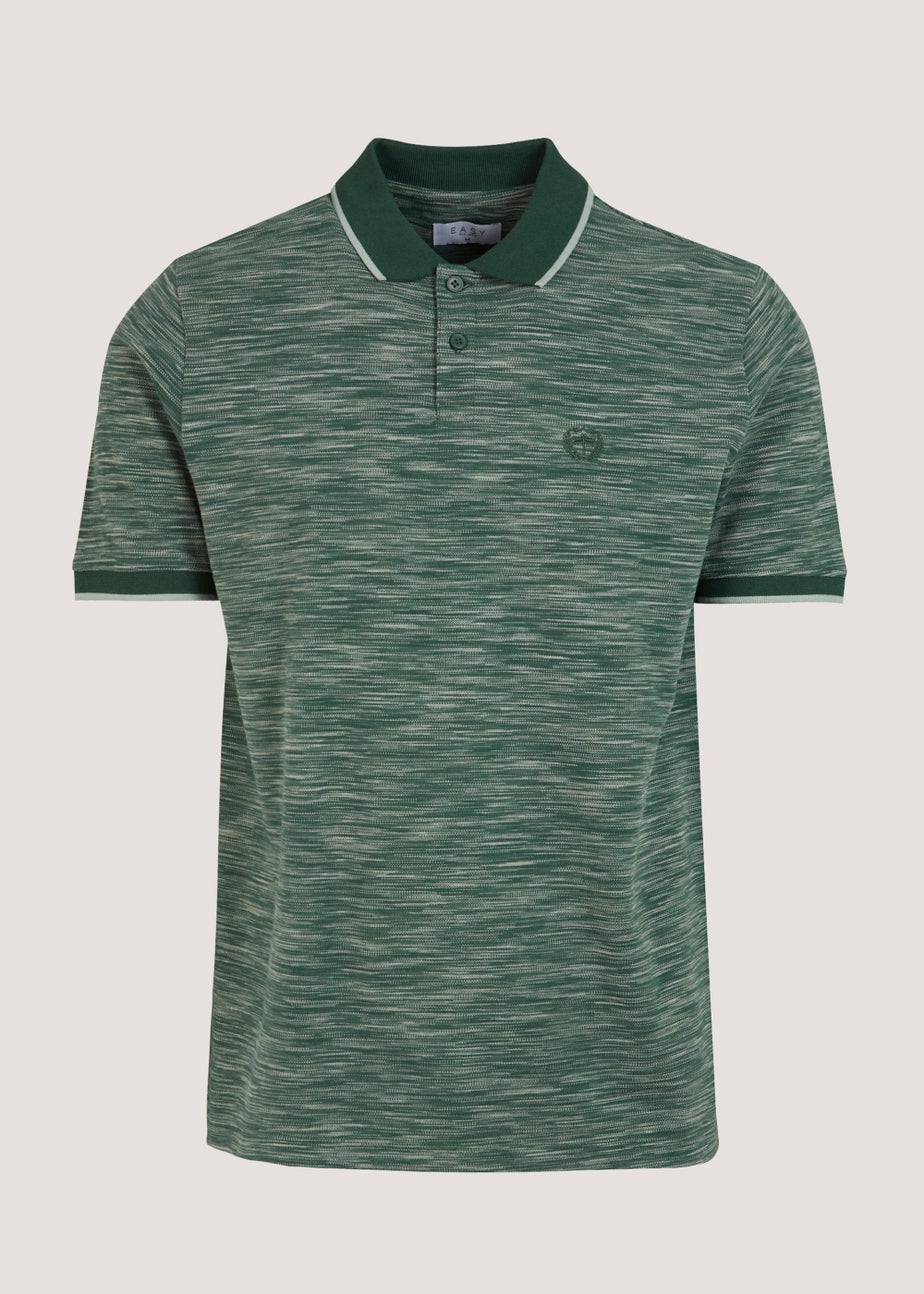 Khaki Space Dye Print Tipped Polo Shirt