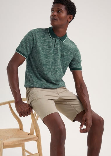 Khaki Space Dye Print Tipped Polo Shirt