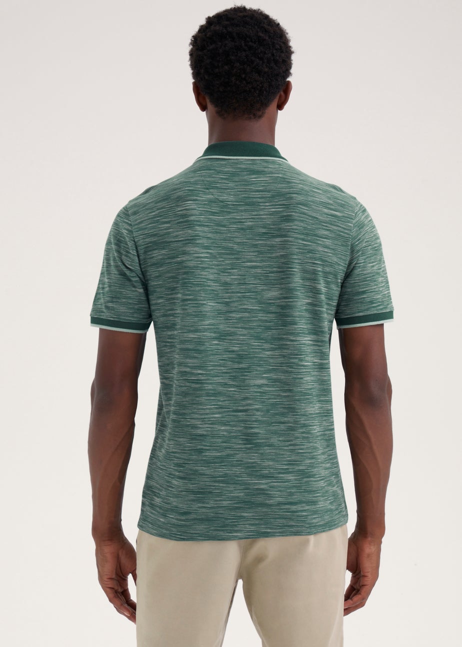 Khaki Space Dye Print Tipped Polo Shirt