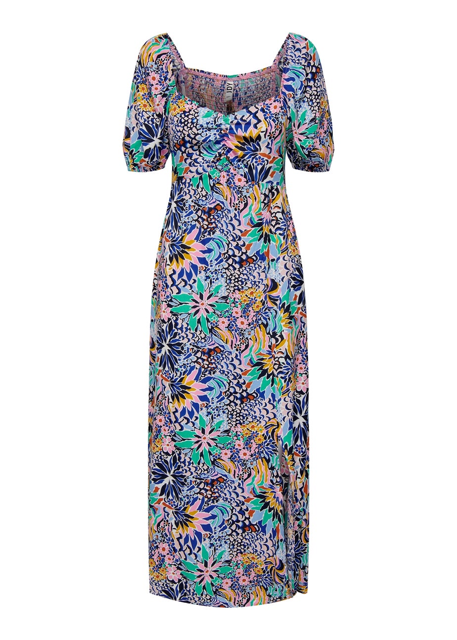 JDY Blue Print Short Sleeve Midi Dress