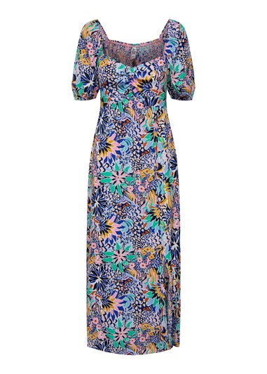JDY Blue Print Short Sleeve Midi Dress