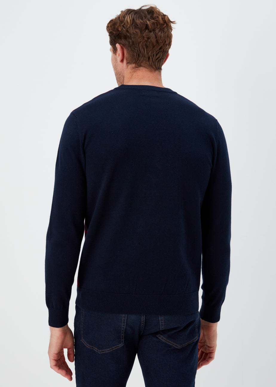 Burgundy Geo Print Crewneck Long Sleeve Jumper