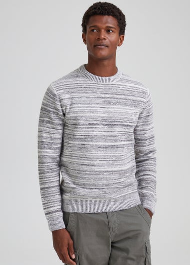 Ecru Stripe Textured Knitted Jumper