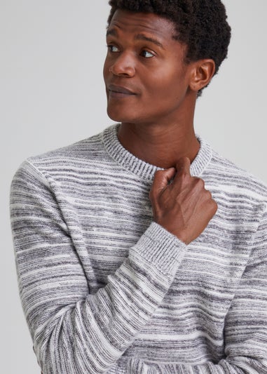 Ecru Stripe Textured Knitted Jumper