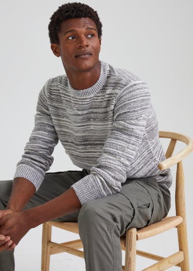 Ecru Stripe Textured Knitted Jumper