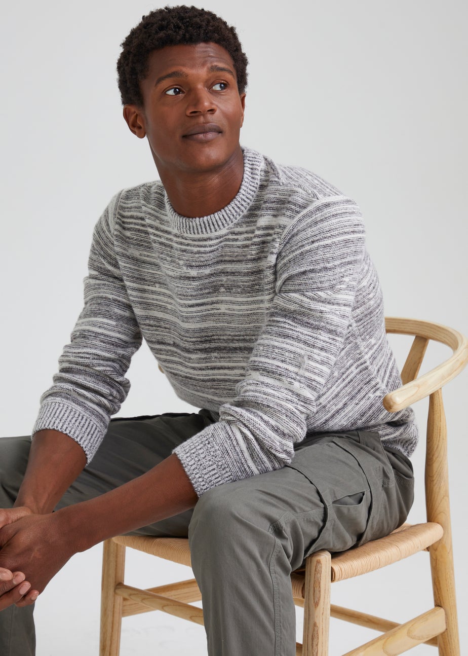 Ecru Stripe Textured Knitted Jumper