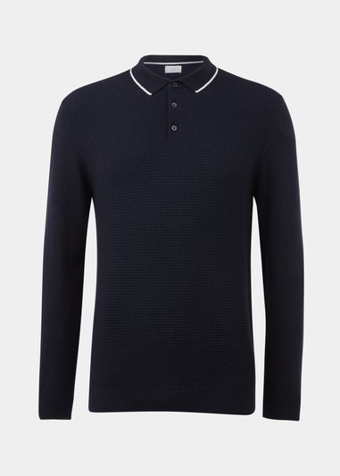 Navy Textured Polo Shirt