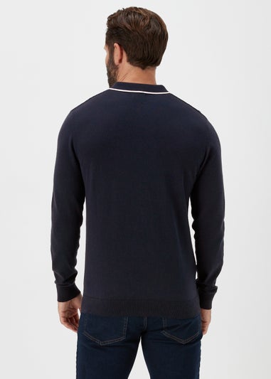 Navy Textured Polo Shirt