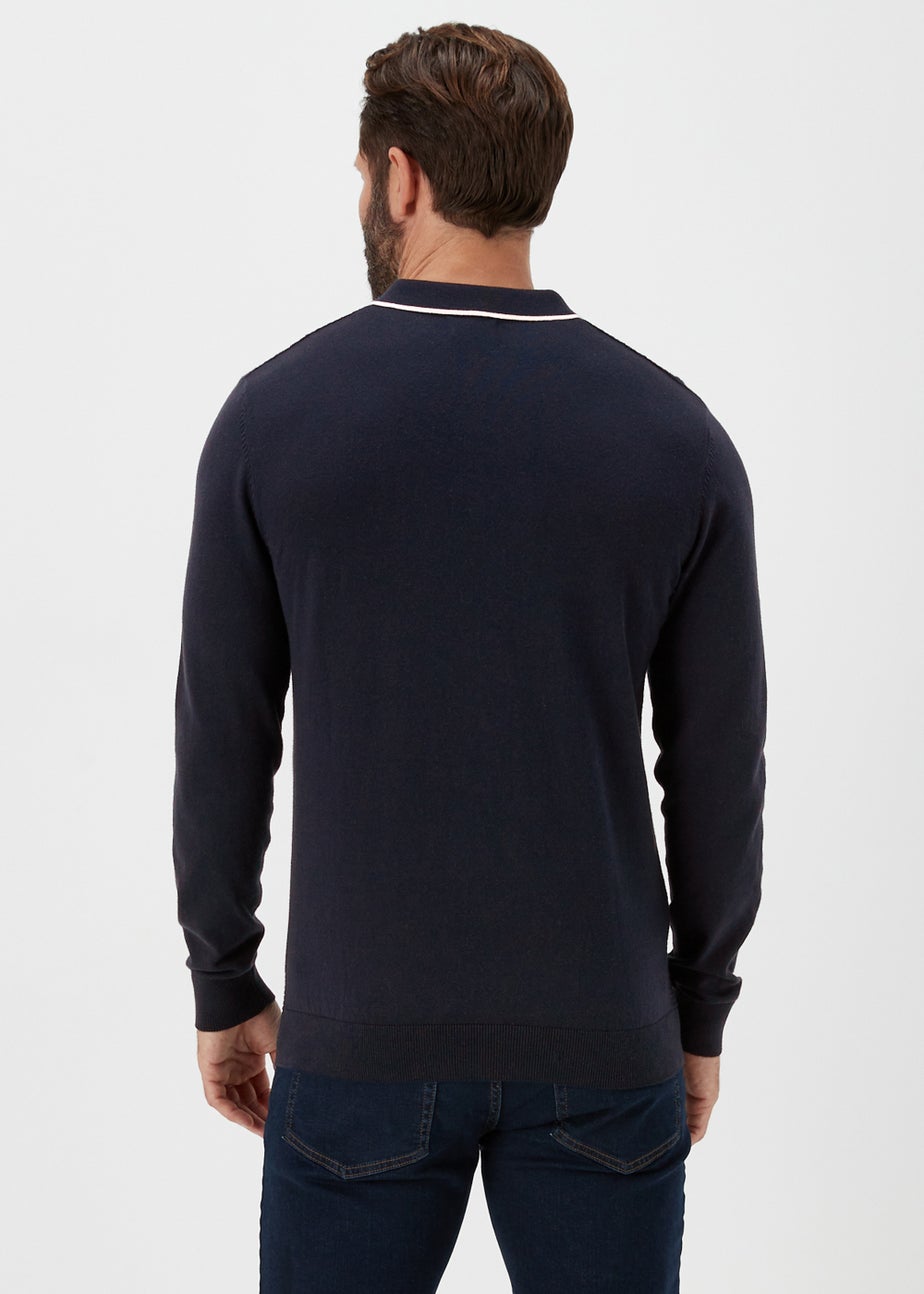 Navy Textured Polo Shirt