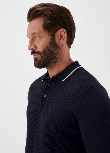 Navy Textured Polo Shirt