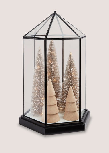 Hexagonal LED Tree Christmas Greenhouse Lantern (28cm x 24cm x 43cm)