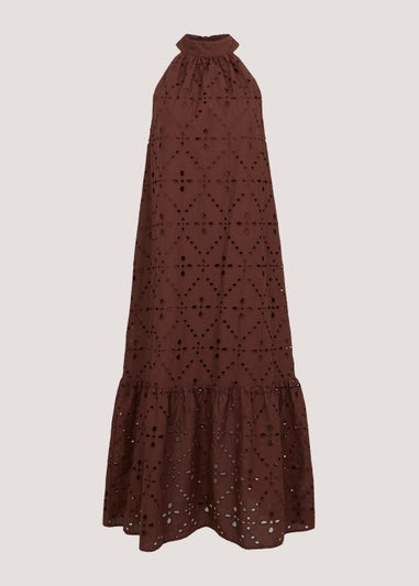 Et Vous Brown High Apex Schiffli Dress
