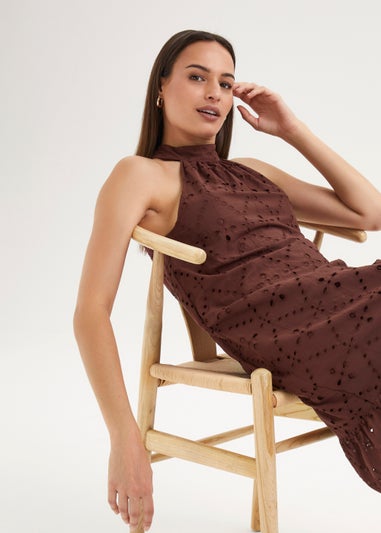 Et Vous Brown High Apex Schiffli Dress