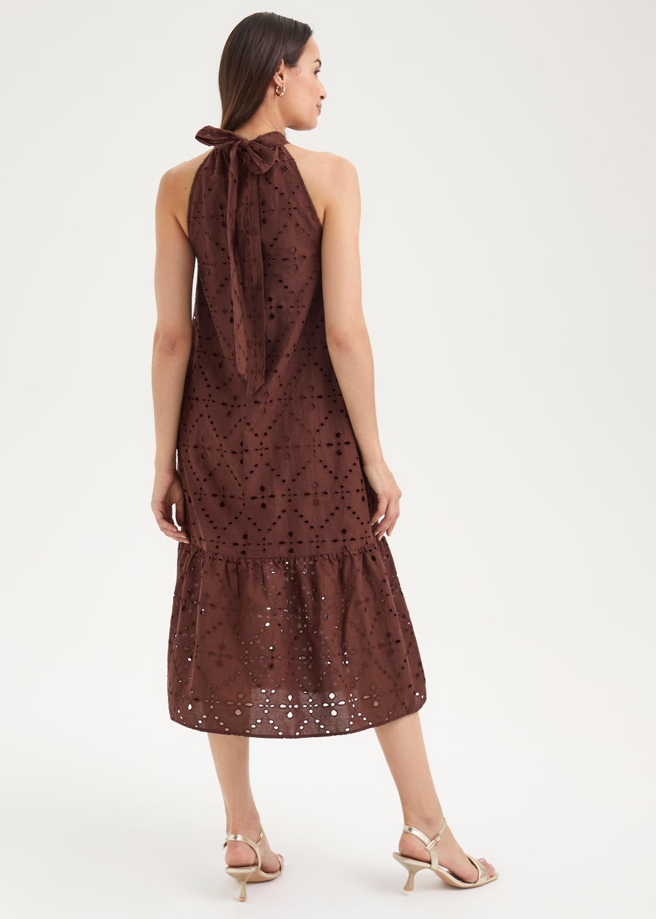 Et Vous Brown High Apex Schiffli Dress