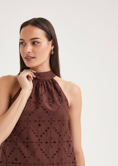 Et Vous Brown High Apex Schiffli Dress