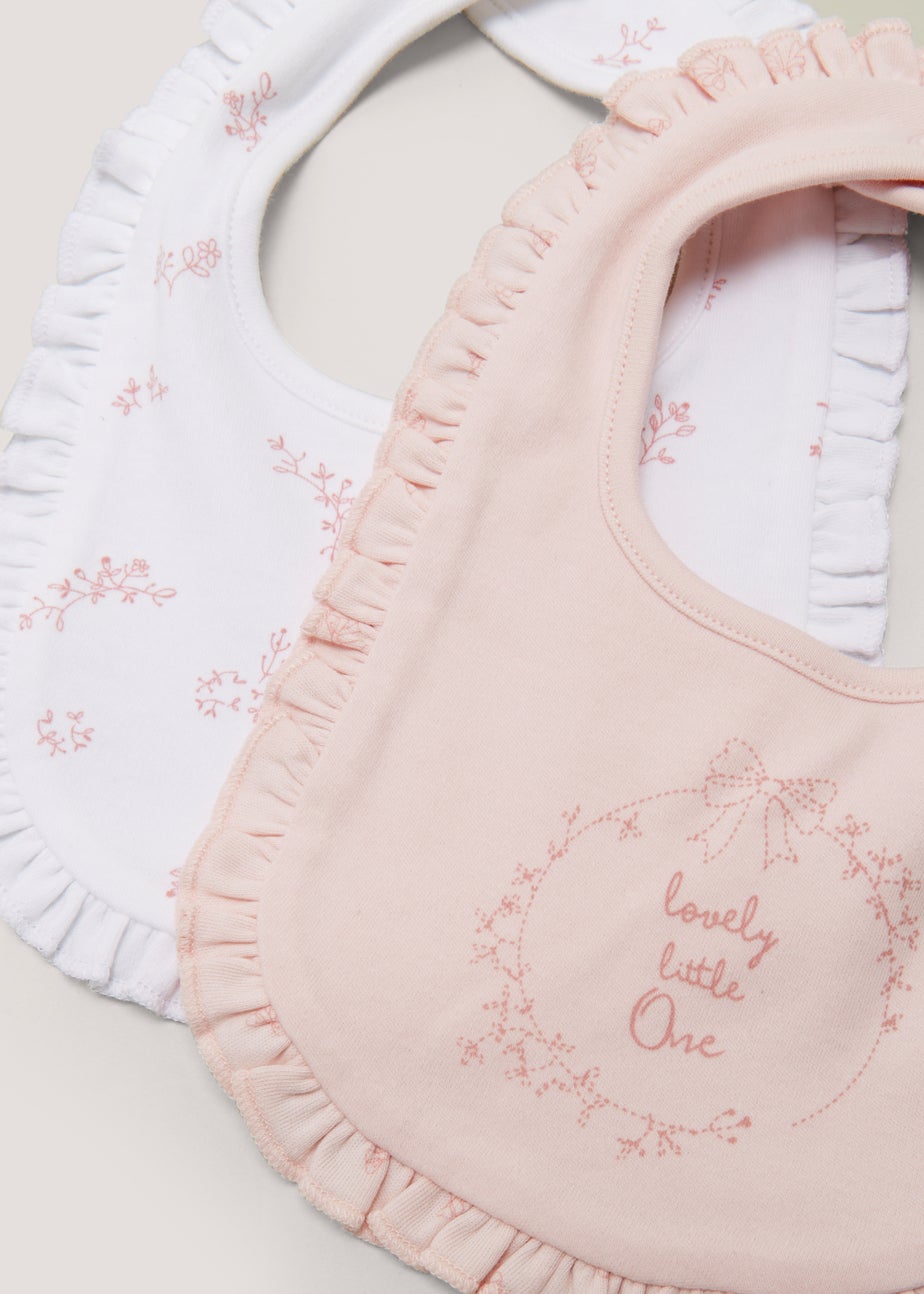 2 Pack Pink Frill Bibs