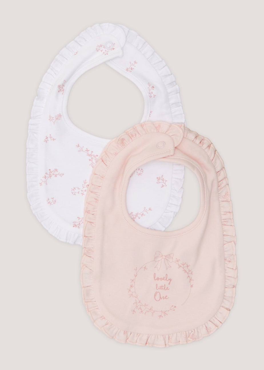 2 Pack Pink Frill Bibs