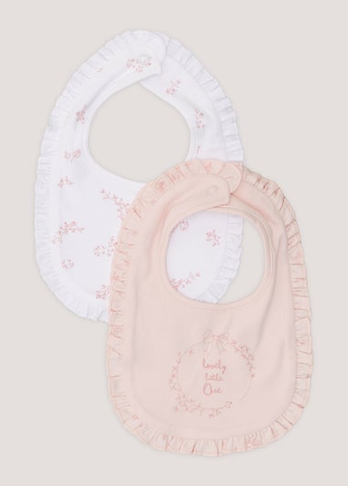 2 Pack Pink Frill Bibs