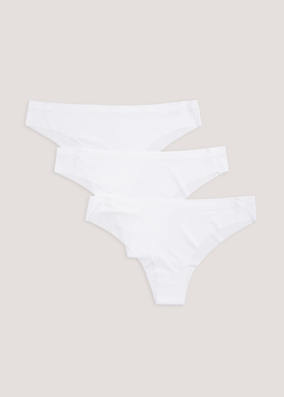 3 Pack White NO VPL Brazilian Knickers