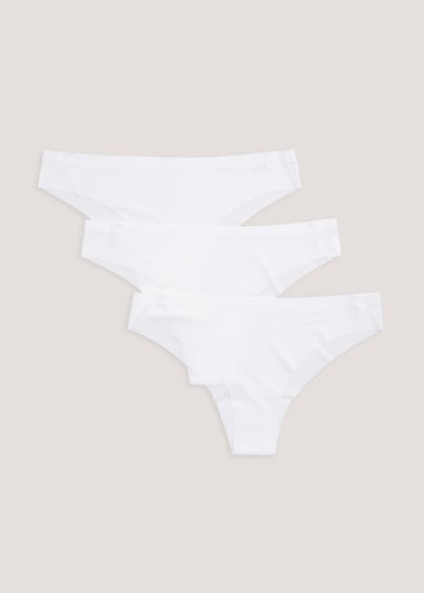 3 Pack White NO VPL Brazilian Knickers