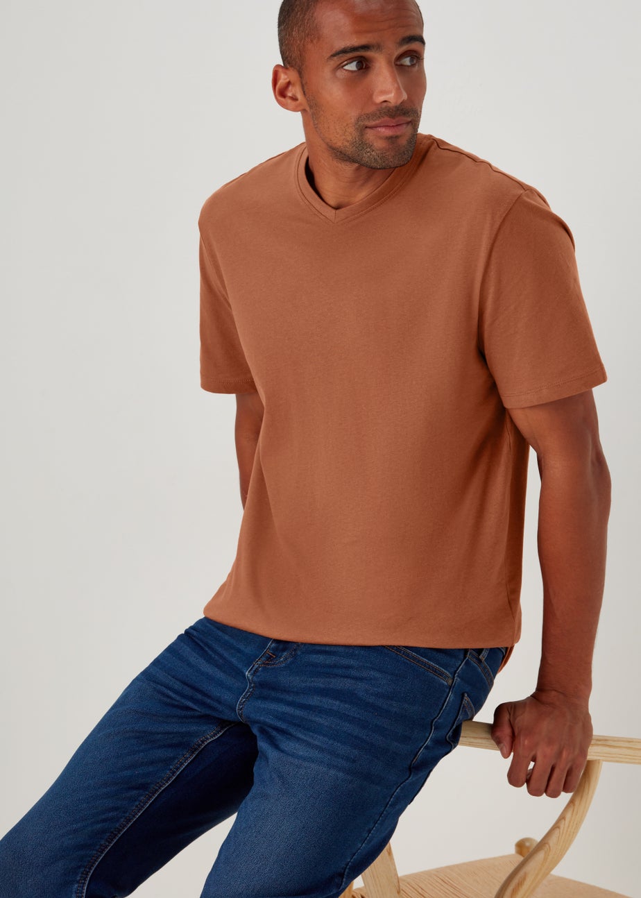 Brown Essential V-Neck T-Shirt