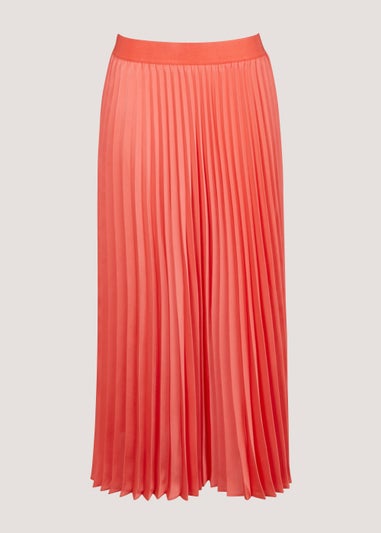 Et Vous Coral Pleated Midi Skirt