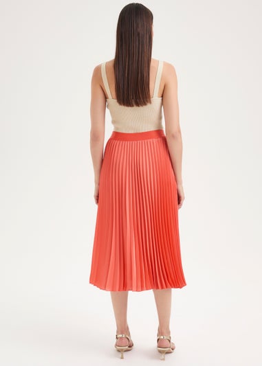Et Vous Coral Pleated Midi Skirt