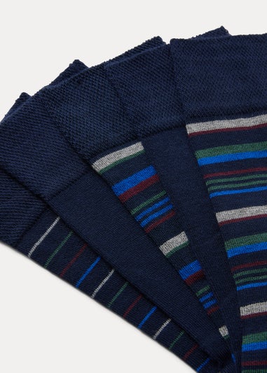 5 Pack Navy Flexi Top Socks