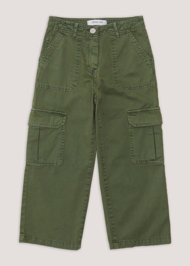 Girls Khaki Straight Fit Cargo Trousers (4-15yrs)