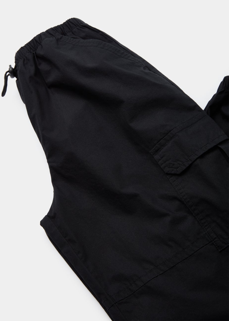 Girls Black Brushed Parachute Trousers (7-15yrs)