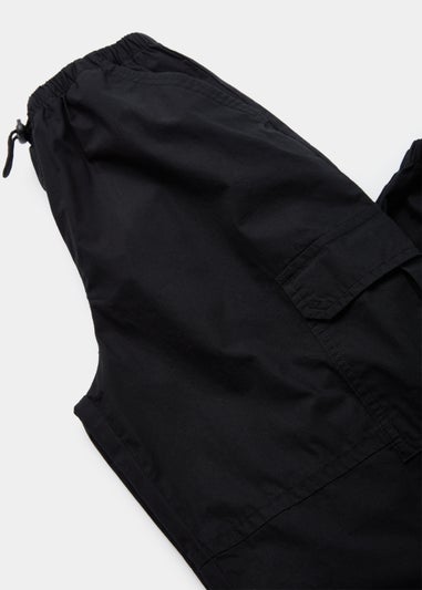 Girls Black Brushed Parachute Trousers (7-15yrs)