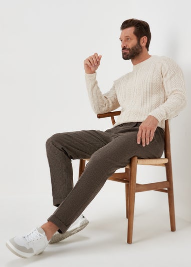 Taylor & Wright Brown Puppytooth Tapered Fit Trousers