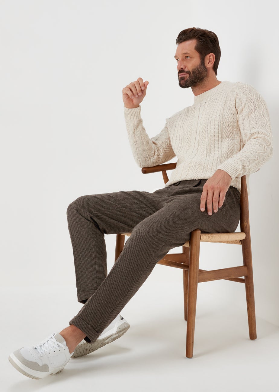 Taylor & Wright Brown Puppytooth Tapered Fit Trousers