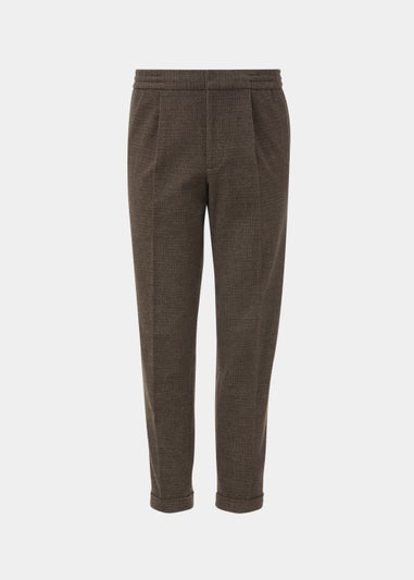 Taylor & Wright Brown Puppytooth Tapered Fit Trousers