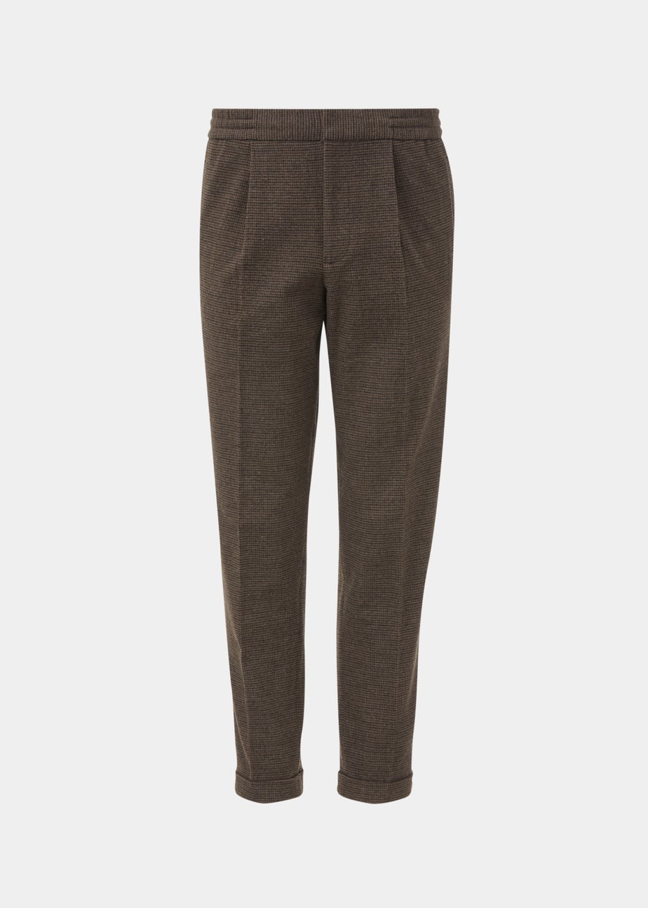 Taylor & Wright Brown Puppytooth Tapered Fit Trousers