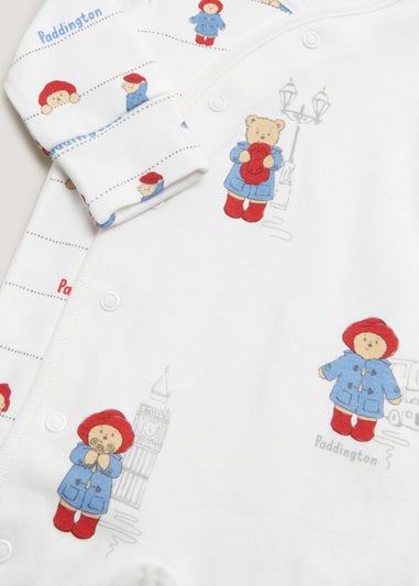 Baby White Paddington Bear Sleepsuit (Newborn-12mths)