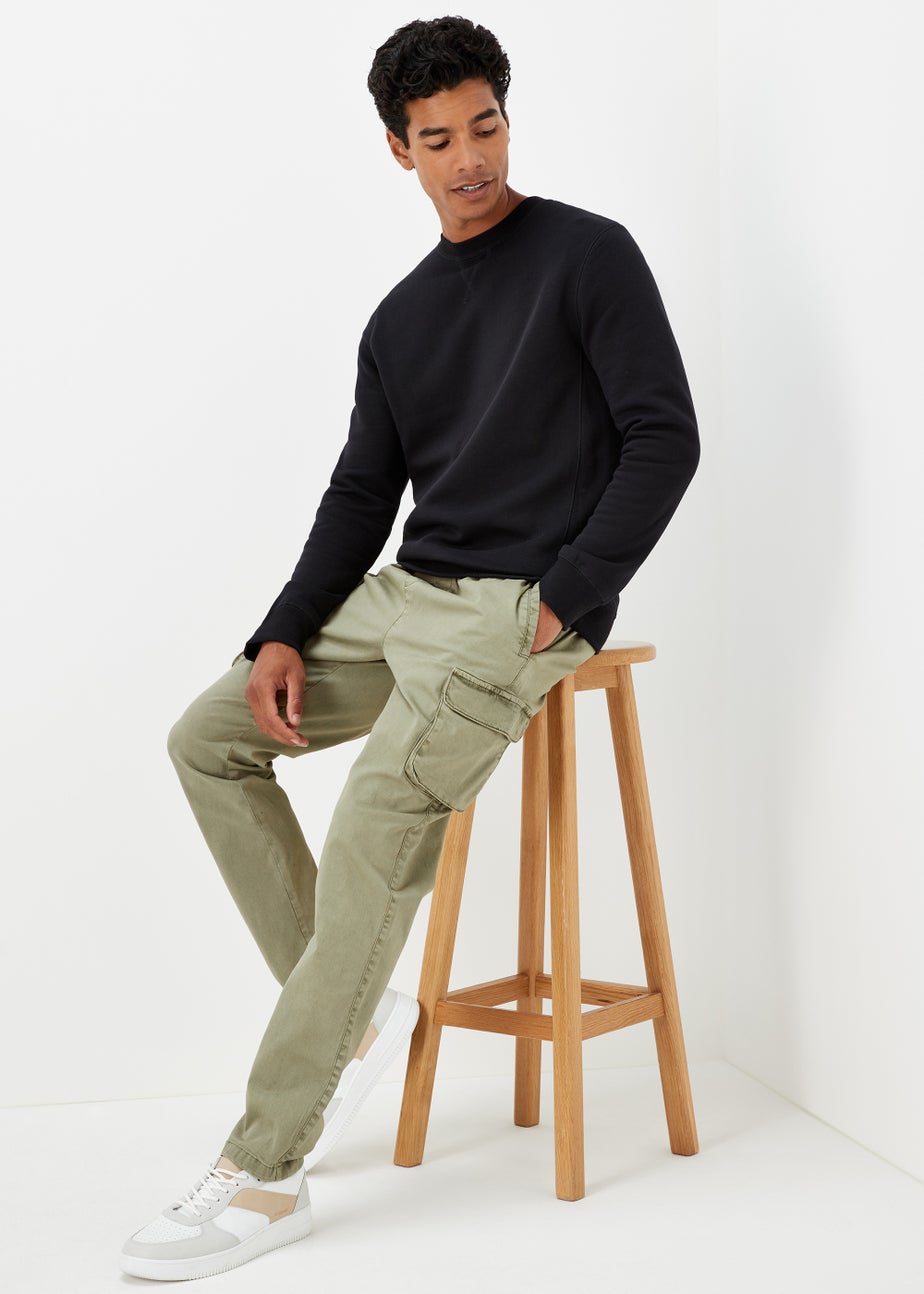 Sage Dyed Slim Fit Cargo Trousers