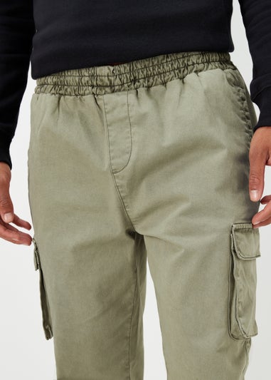 Sage Dyed Slim Fit Cargo Trousers