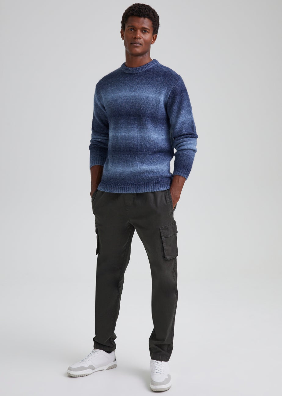 Charcoal Garment Dyed Slim Fit Cargo Trousers