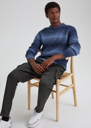 Charcoal Garment Dyed Slim Fit Cargo Trousers