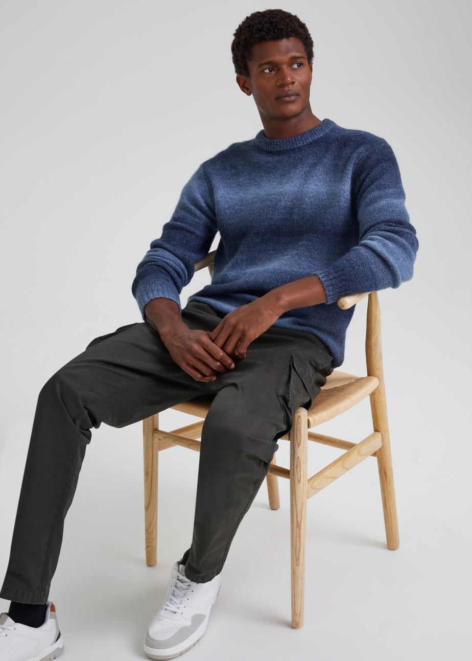 Charcoal Garment Dyed Slim Fit Cargo Trousers