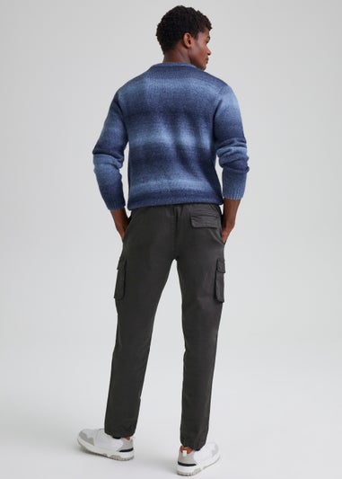 Charcoal Garment Dyed Slim Fit Cargo Trousers