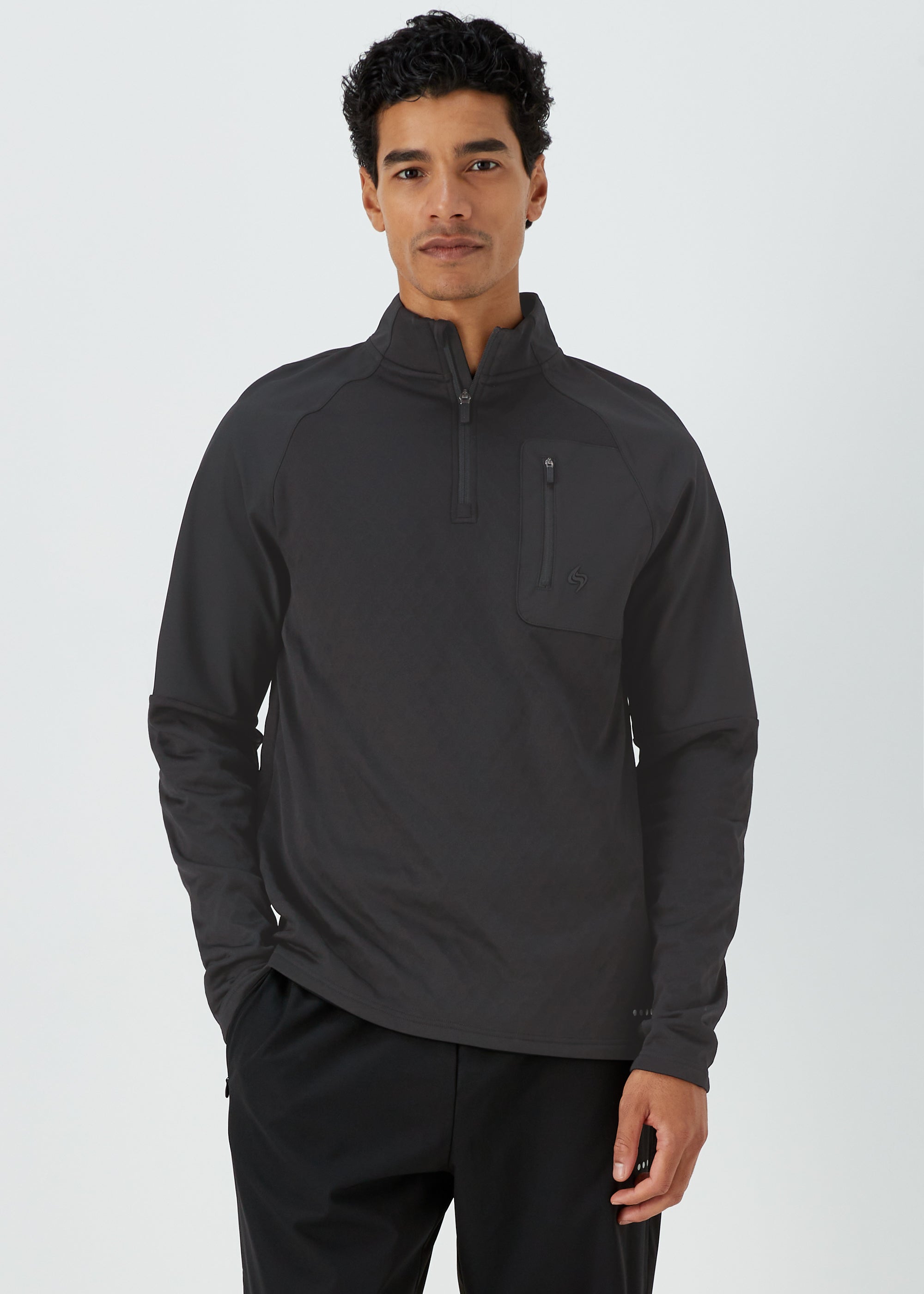 Souluxe Black Woven Fleece Half Zip Sports Jacket - Matalan
