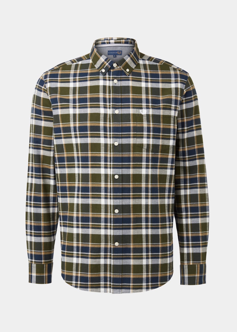 Lincoln Khaki Check Print Textured Shirt