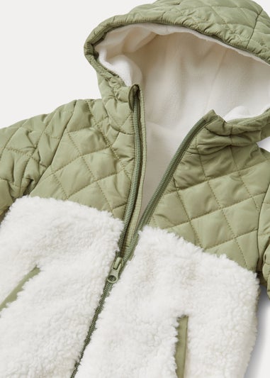 Baby Cream & Khaki Quilted Snowsuit (Newborn-18mths)